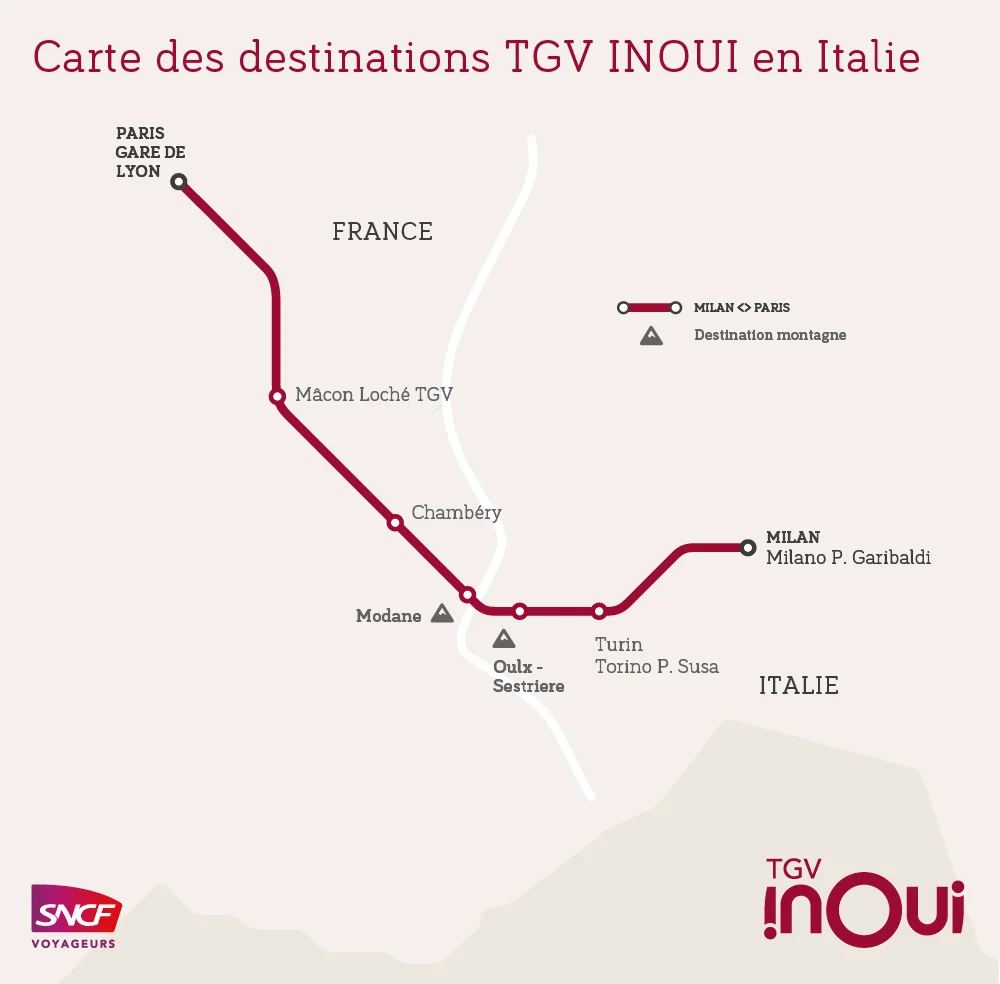 TGV INOUI Italy France travel Map